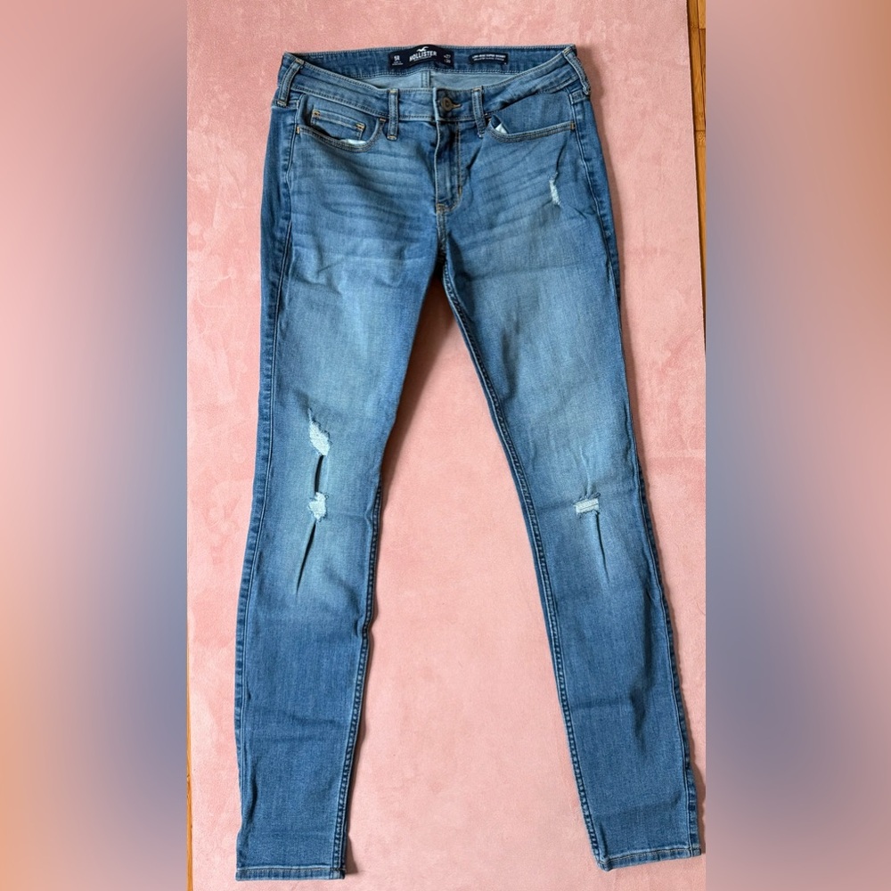 Hollister Light Blue Skinny Jeans with Knee Distressing